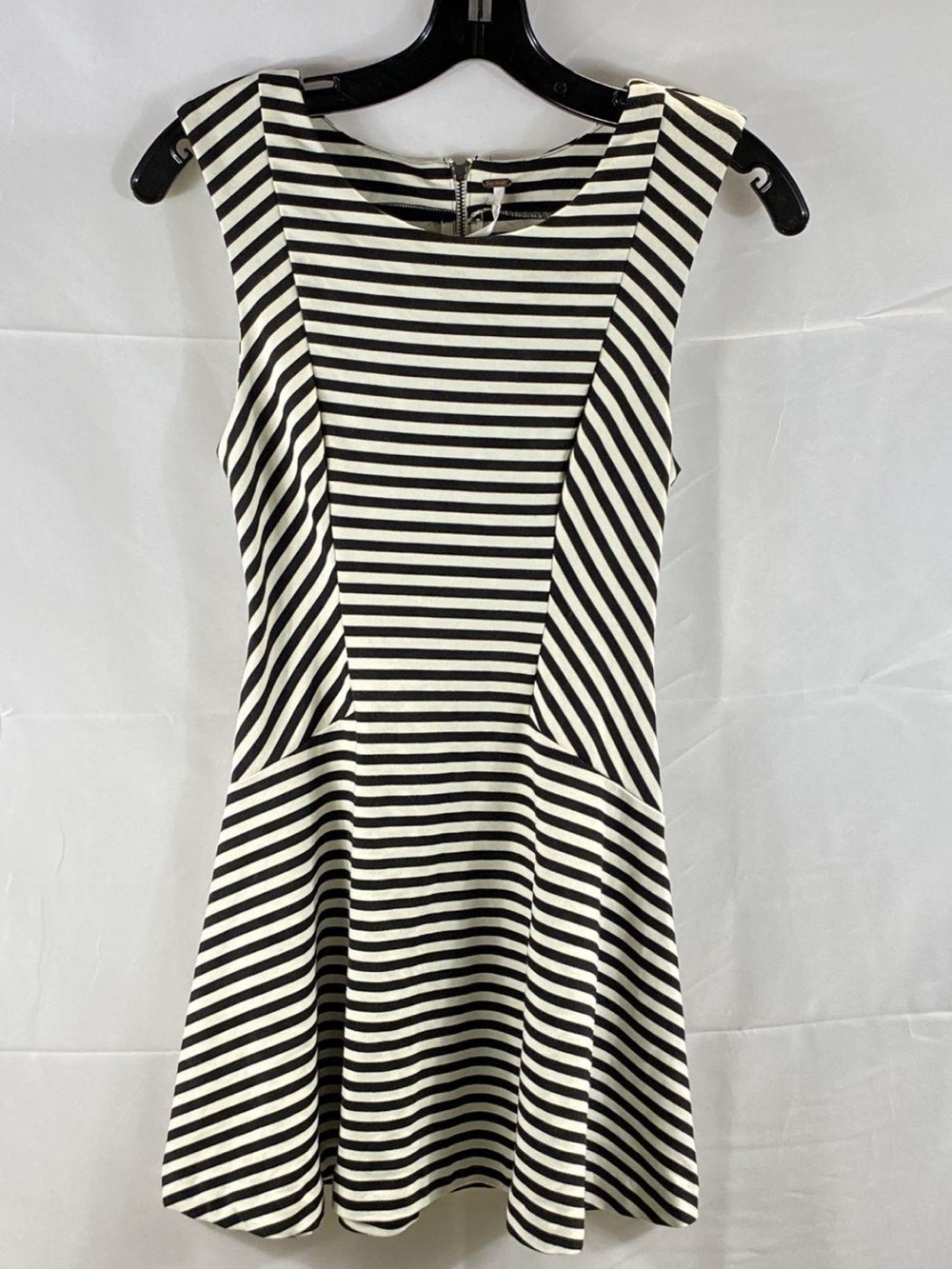 Free People Black White Striped Fit and Flare Dress Size XS